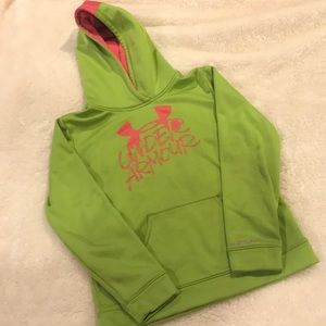 Lime green and pick under armor sweatshirt